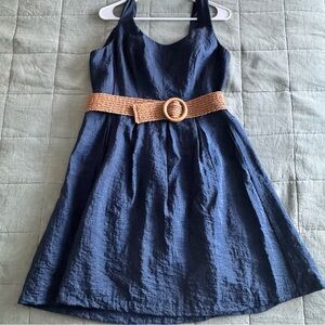 Nine West Navy Blue Dress with Tan Belt